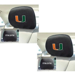 New 2pc NCAA Miami Hurricanes Automotive Gear Car Truck Headrest Covers Set - Picture 1 of 3