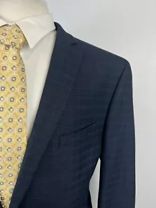 NEU NEU OHNE ETIKETT Van Heusen Herren Marine Gingham Karo Slim Fit Sport Mantel Blazer Gr. 50 R - Bild 1 von 13