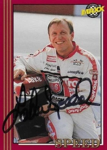 LAKE SPEED AUTOGRAPHED 1992 MAXX (RED) RACING NASCAR PHOTO TRADING CARD #83 - Picture 1 of 2