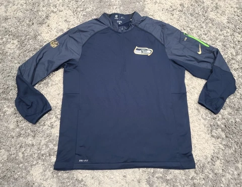 Nike NFL On Field Seattle Seahawks 1/4 Zip Longsleeve Men XL Logo Pullover Cover