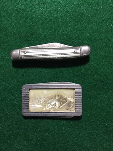 Vintage Dual Blade Green Pearl Handle Imperial Pocket Knife + Money clip knife - Picture 1 of 5