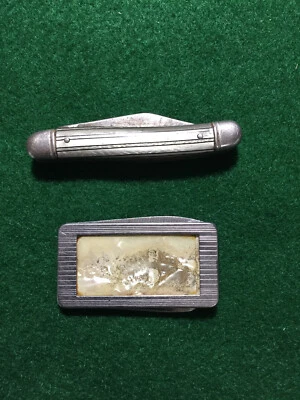 Винтажный двойной лезвие зеленый жемчуг ручки Imperial карманный нож + деньги зажим нож - Изображение 1 из 4