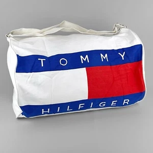 Borsone vintage Tommy Hilfiger anni 90 Y2K bianco grande bandiera 21x15x6 - Foto 1 di 13