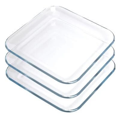 FOYO Toast Plates Clear Square Tempered Glass Salad Dessert Plates 7 Inch Set... - Image 1 of 4