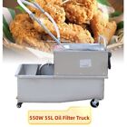55L Commercial Fryer Oil Filter Truck Machine Kitchen Oil Filtration System 550W
