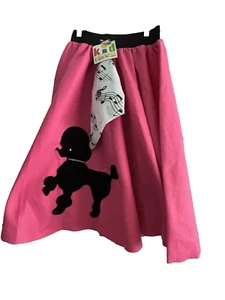 Pink Poodle Skirt Womens Size M Length 26" Waist 25" FELT With Scarf New - Picture 1 of 3