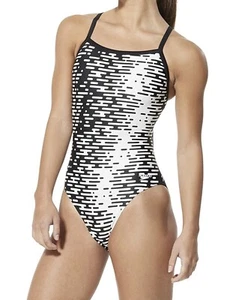 Speedo Women's Modern Matrix Flyback One Piece Swimsuit Black Size 20 NEW - Picture 1 of 3