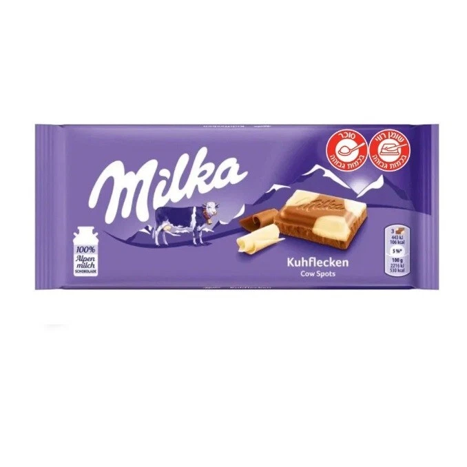 6x Milka Cow Spots barra de chocolate con leche, 100 gramos, de Israel, certificado Kosher Foto 1 de 1