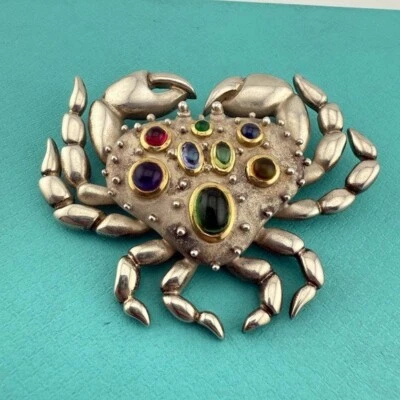 RARO Broche de Cangrejo Tiffany & Co. De Colección con Gemas Etoile 18k y Plata Foto 1 de 4