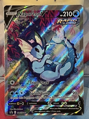 Miscut Error Vaporeon V SWSH181 Promo Sword & Shield Pokemon Card Holo Alt Art - Image 1 of 4