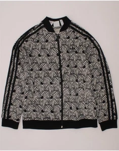 ADIDAS Girls Tracksuit Top Jacket 11-12 Years Black Animal Print Polyester DQ62 - Picture 1 of 3