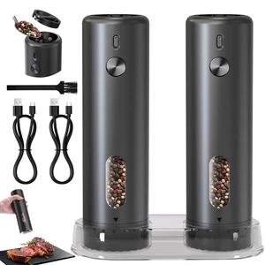 2x Profi Pfeffermühle Salzmühle Elektrisch LED USB Aufladbar Gewürzmühle Set - Bild 1 von 12