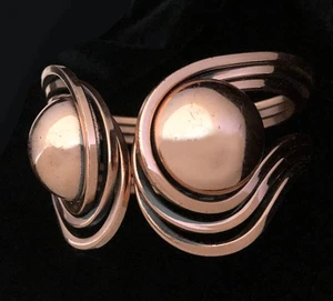 Vintage 50er MCM Modernist Coil Space Age Kupfer Klammer breite Manschette Armband - Bild 1 von 6