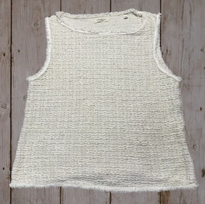 Max Studio London Sleeveless Knit Tank Women’s M Ivory Cream Textured Pullover - Picture 1 of 5