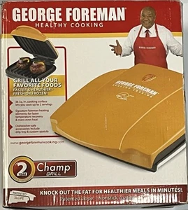 George Foreman Champ Grill - Orange Color Non-stick Coating Even Heat New In Box - Picture 1 of 3