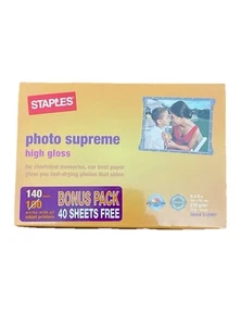 Staples 4”x6” photo Supreme high gloss printer paper #518981.  140 Sheets New - Picture 1 of 3