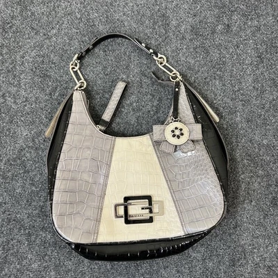 Rare Vintage Y2K Guess Logo Faux Croc Shoulder Bag With Flower Bag Charm  - Image 1 of 4