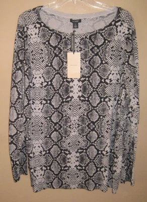 Halogen Women Gray Black pima cotton Viscose Longsleeve Crew Neck Sweater 3X NWT - Image 1 of 4