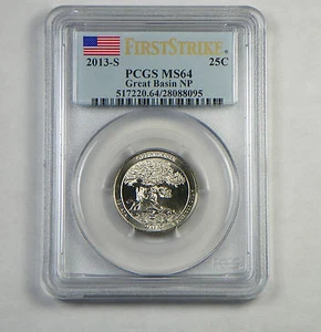 2013-S Great Basin National Park Quarter Uncirculated PCGS MS64 First Strike   - Picture 1 of 2