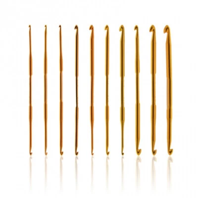 10 Tunesische Doppelseitig Häkelnadel Set Alu 2-10 mm Afghanische Länge 13cm