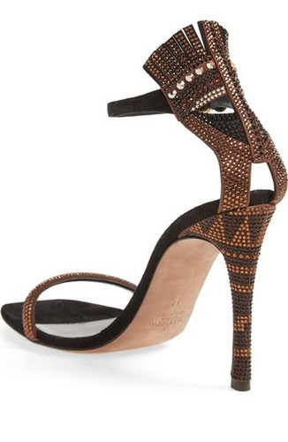 SANDALO VALENTINO GLAM MASK TRIBE TACCO CRISTALLO PELLE SCAMOSCIATA NERO TAGLIA 40 US 9 5 9 $2210