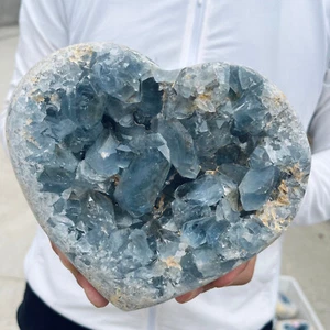8.3LB Large Natural Blue Celestite Crystal Geode Quartz Cluster Mineral Specime - Picture 1 of 8
