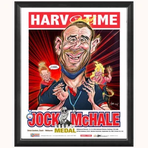 Simon Goodwin Jock McHale 2021 AFL Premiers Melbourne Harv Time L/E Print Framed - Picture 1 of 1