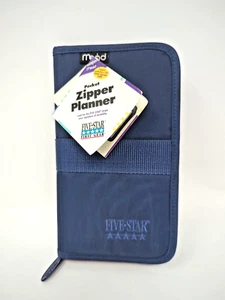 Vintage Mead Five Star Pocket Professional Zipper Planner 9 x 5 in Blue 50838 - Picture 1 of 4