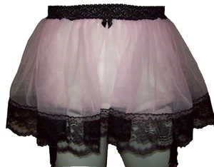 PINK Sheer Nylon SLIP PANTY * GARTERS * 29-38" Waist * Slip Length 12" - Picture 1 of 3