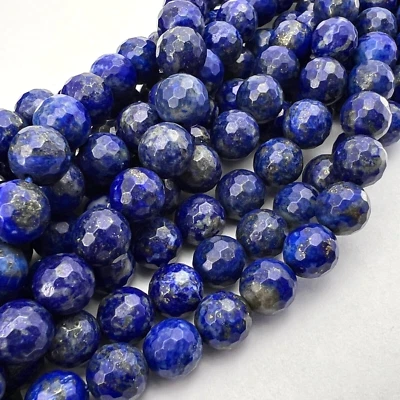 Echte Lapislazuli Edelstein 8mm facettiert Perlen 39cm Strang Lazurstein - Bild 1 von 4