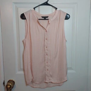 Banana Republic Blush Pastel Pink Sleeveless Blouse Button Front Preppy Size M - Picture 1 of 9