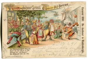 Litho AK Aachen,Carneval,Restaurant Alt-Bayern,Clowns Blankenberghe 1898 - Picture 1 of 2