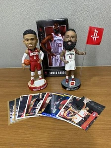2019/20 JAMES HARDEN & RUSSELL WESTBROOK BOBBLEHEADS +CARDS HOUSTON ROCKETS LOT - Picture 1 of 10