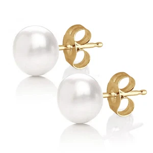 Sterling Silver 14K Gold Plated Freshwater Cultured Pearl Earrings Holiday Gift - Picture 1 of 9