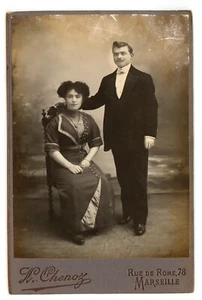 Marseille Chenoz portrait studio Couple photo ancienne début 20e - Imagen 1 de 2