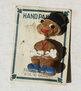Jiminy Cricket Springy Neck Bobble Head Wooden Hand Painted Pin on Card Japan -- - Picture 1 of 1