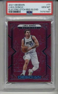2021 PANINI OBSIDIAN ELECTRIC ETCH RED FLOOD #77 LUKA DONCIC PSA 10 LOW POP RARE - Picture 1 of 2