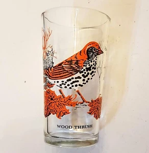 Vaso de vidrio Ann Page mantequilla de maní 5 1/8" CANDIDIDIASIS DE MADERA serie A&P pájaro de difícil colección - Imagen 1 de 5