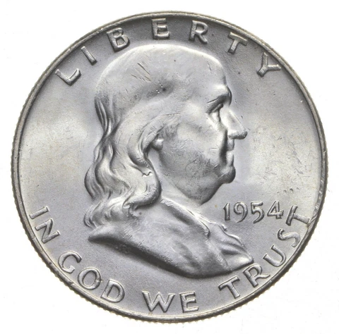 Choice Unc 1954 D Franklin Half Dollar Gem BU From Original Roll Cover