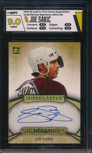 2015 Leaf in the Game Gold Etched Auto Joe Sakic /5 HGA 9
