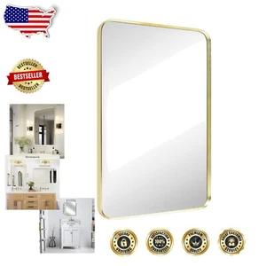 Stylish Gold Vanity Mirror 16” x 20” – Shatterproof and Moisture Resistant - Picture 1 of 9