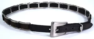 CINTURÓN DE ESLABONES DE CUERO GENUINO Y METAL DE COLECCIÓN INFORMAL PEQUEÑO 27"-30" WESTERN HECHO EN ITALIA - Imagen 1 de 10