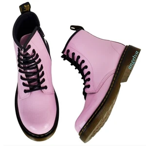 Dr Martens 1460 j kids girls patent lamper pink lace up combat boots barbiecore - Picture 1 of 15
