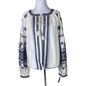 INC International Concepts Jacket Womens XL Top Cream Embroidered Tassel New - Picture 1 of 11