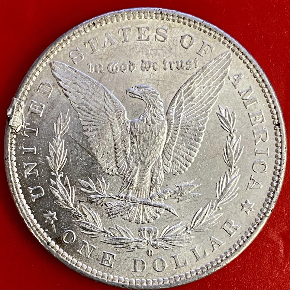 1880-O LAMINATION FLAKE ERROR @9:00 REVERSE MORGAN DOLLAR - Image 1 of 3