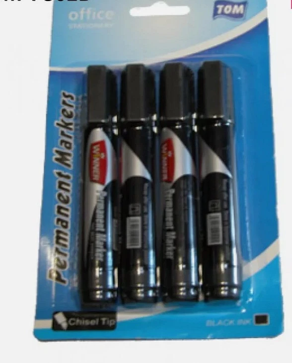 4pcs Black Permanent Markers Chisel Tip Marker Office School College P302B - image 1 of 1
