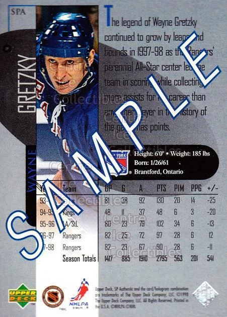 1998-99 Sp Authentic Promos #SPA Wayne Gretzky - Image 1 of 1