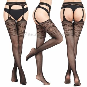 Dessous sexy Fischernetzstrümpfe Strumpfhosen Hosenträger Strumpfhose Fischernetz Oberschenkel hochhalten - Bild 1 von 8