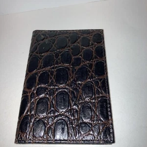 Minotti Italy Brown Leather Card Case Wallet Croc Embossed - Picture 1 of 4