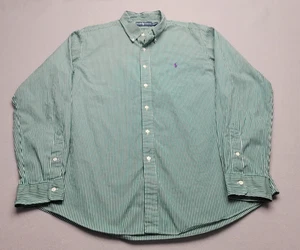 Ralph Lauren Men's Green White Striped Button Down Dress Shirt Size XXL - Picture 1 of 9